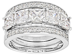 White Cubic Zirconia Rhodium Over Sterling Silver Set of 3 Ring 3.87Ctw
