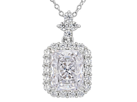 White Cubic Zirconia Rhodium Over Sterling Silver Ice Flower Cut Pendant with Chain 7.24ctw