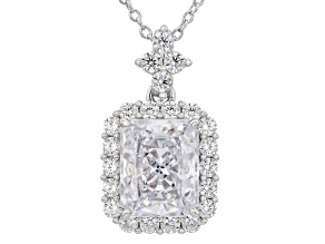 White Cubic Zirconia Rhodium Over Sterling Silver Ice Flower Cut Pendant with Chain 7.24ctw