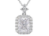White Cubic Zirconia Rhodium Over Sterling Silver Ice Flower Cut Pendant with Chain 7.24ctw