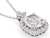 White Cubic Zirconia Rhodium Over Sterling Silver Ice Flower Cut Pendant with Chain 7.24ctw