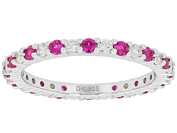 Lab Created Ruby with Cubic Zirconia Rhodium Over Sterling Silver Ring 1.76ctw