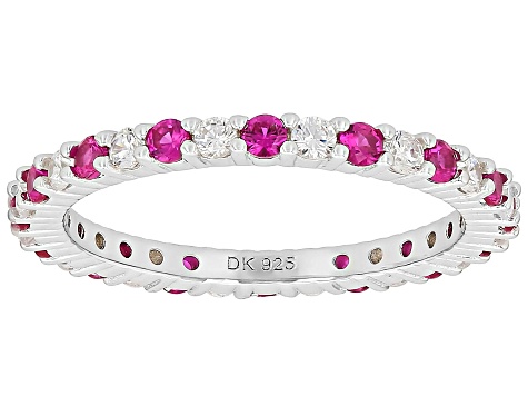 Lab Created Ruby with Cubic Zirconia Rhodium Over Sterling Silver Ring 1.76ctw