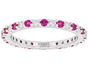 Lab Created Ruby with Cubic Zirconia Rhodium Over Sterling Silver Ring 1.76Ctw