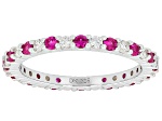 Lab Created Ruby with Cubic Zirconia Rhodium Over Sterling Silver Ring 1.76ctw