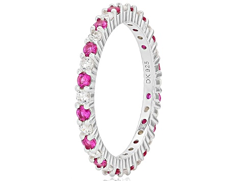 Lab Created Ruby with Cubic Zirconia Rhodium Over Sterling Silver Ring 1.76ctw