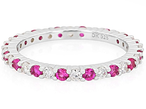 Lab Created Ruby with Cubic Zirconia Rhodium Over Sterling Silver Ring 1.76ctw