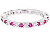 Lab Created Ruby with Cubic Zirconia Rhodium Over Sterling Silver Ring 1.76ctw
