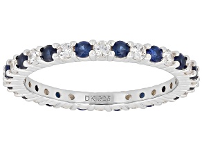 Blue Lab Created Sapphire with Cubic Zirconia Rhodium Over Sterling Silver Ring 1.76ctw