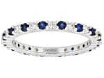 Blue Lab Created Sapphire with Cubic Zirconia Rhodium Over Sterling Silver Ring 1.76ctw