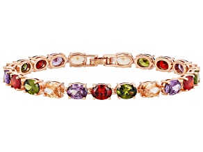 Multi-Color Cubic Zirconia 18K Rose Gold Plated Bracelet 38.80ctw