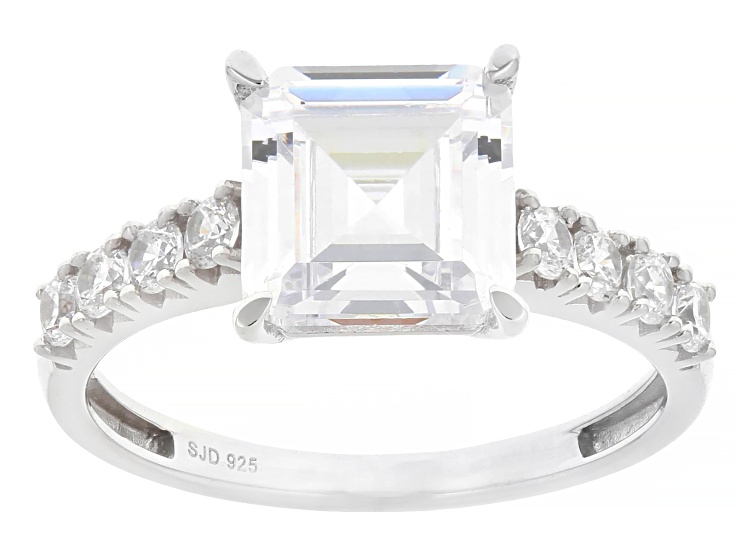 White Cubic Zirconia Rhodium Over Sterling Silver Ring 4.60ctw