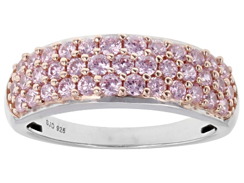 Pink Cubic Zirconia Rhodium Over Sterling Silver Ring 1.40ctw