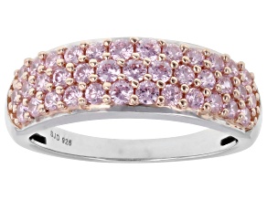 Pink Cubic Zirconia Rhodium Over Sterling Silver Ring 1.40ctw