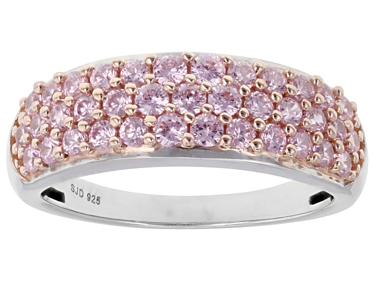 Pink Cubic Zirconia Rhodium Over Sterling Silver Ring 1.40ctw