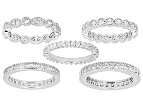 White Cubic Zirconia Rhodium Plated Ring Stack Set 10.96ctw