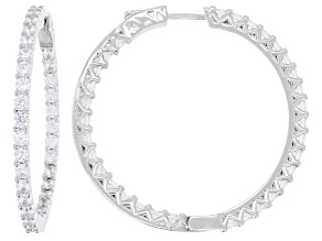White Cubic Zirconia Rhodium Plated Hoop Earrings 11.52ctw