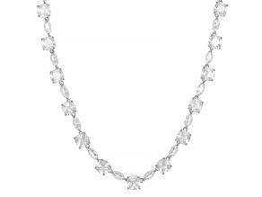 White Cubic Zirconia Rhodium Plated Tennis Necklace 68.90ctw
