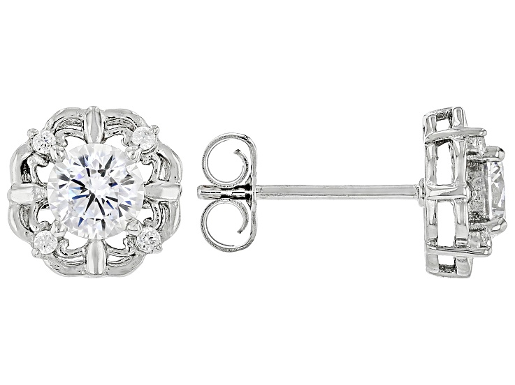 White Cubic Zirconia Rhodium Over Sterling Silver Stud Earrings 1.68ctw