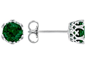 Green Cubic Zirconia Rhodium Over Sterling Silver Stud Earrings 2.86ctw