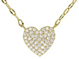 White Cubic Zirconia 14k Yellow Gold Plated Heart Necklace 0.46ctw
