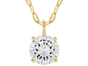 White Cubic Zirconia 14k Yellow Gold Over Brass Pendant With Chain 1.43ctw