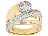 White Cubic Zirconia 18k Yellow Gold And Rhodium Over Brass Ring 3.48ctw
