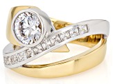 White Cubic Zirconia 18k Yellow Gold And Rhodium Over Brass Ring 3.48ctw