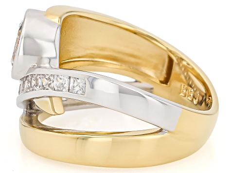 White Cubic Zirconia 18k Yellow Gold And Rhodium Over Brass Ring 3.48ctw