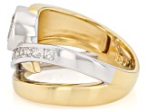 White Cubic Zirconia 18k Yellow Gold And Rhodium Over Brass Ring 3.48ctw