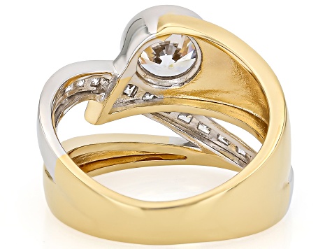 White Cubic Zirconia 18k Yellow Gold And Rhodium Over Brass Ring 3.48ctw