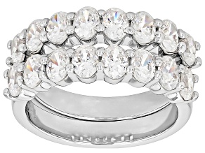 White Cubic Zirconia Rhodium Over Brass Set of 2 Ring 5.30ctw