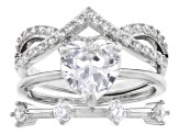 White Cubic Zirconia Rhodium Over Brass Ring Stack of 3 4.24ctw
