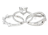 White Cubic Zirconia Rhodium Over Brass Ring Stack of 3 4.24ctw