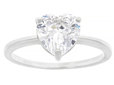 White Cubic Zirconia Rhodium Over Brass Ring Stack of 3 4.24ctw