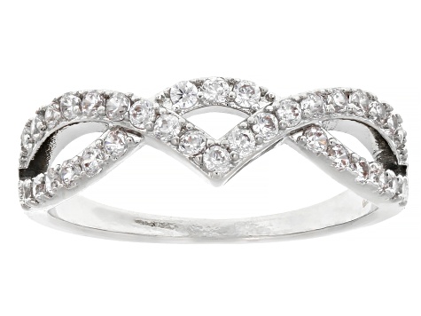 White Cubic Zirconia Rhodium Over Brass Ring Stack of 3 4.24ctw