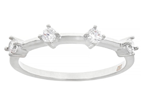 White Cubic Zirconia Rhodium Over Brass Ring Stack of 3 4.24ctw