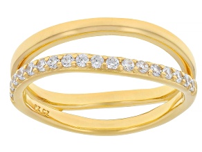 White Cubic Zirconia 18k Yellow Gold Plated Ring 0.51ctw