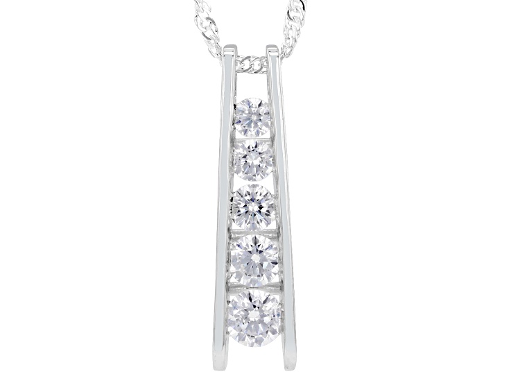 White Cubic Zirconia Rhodium Over Brass Necklace 3.10ctw