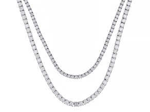 White Cubic Zirconia Platinum Plated Necklace Set of 2 70.00ctw
