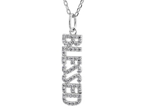 White Cubic Zirconia Rhodium Plated Blessed Pendant 0.46ctw