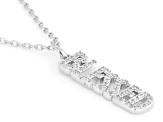 White Cubic Zirconia Rhodium Plated Blessed Pendant 0.46ctw