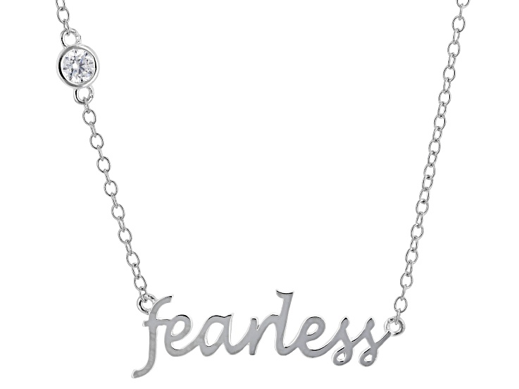 White Cubic Zirconia Rhodium Plated Fearless Necklace 0.50ctw