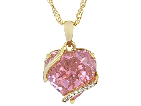 Pink and White Cubic Zirconia 18K Yellow Gold Plated Ice Flower