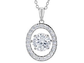 White Cubic Zirconia Rhodium Plated Dancing Stone Pendant 5.02ctw