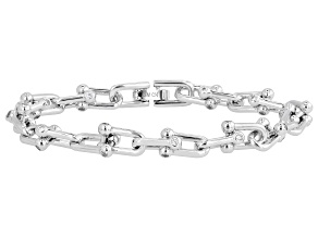 White Cubic Zirconia Rhodium Over Brass Stirrup Link Bracelet 2.28ctw