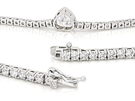 White Cubic Zirconia Rhodium Plated Heart Tennis Necklace 17.10ctw