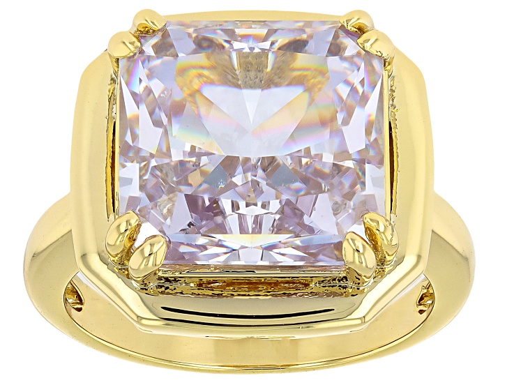 White Cubic Zirconia 18K Yellow Gold Over Brass Ice Flower Cut Ring 13.94ctw