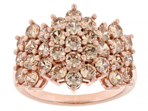 Champagne Cubic Zirconia 18k Rose Gold Over Brass Ring 5.10ctw