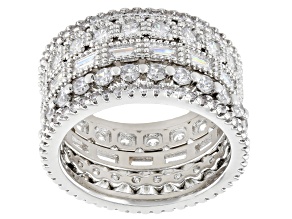 White Cubic Zirconia Rhodium Plated Ring Set 5.04ctw